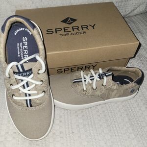 Sperry Tan and White Sneakers